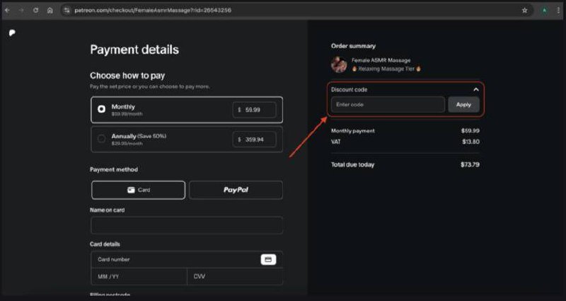 How to enter promo code